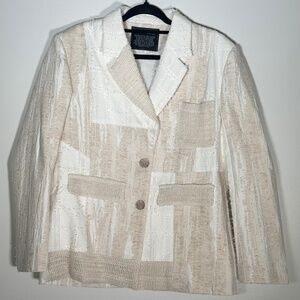 cream textured blazer